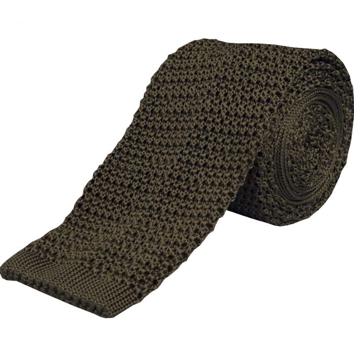 Olive Green Heavy Silk Knitted Tie 