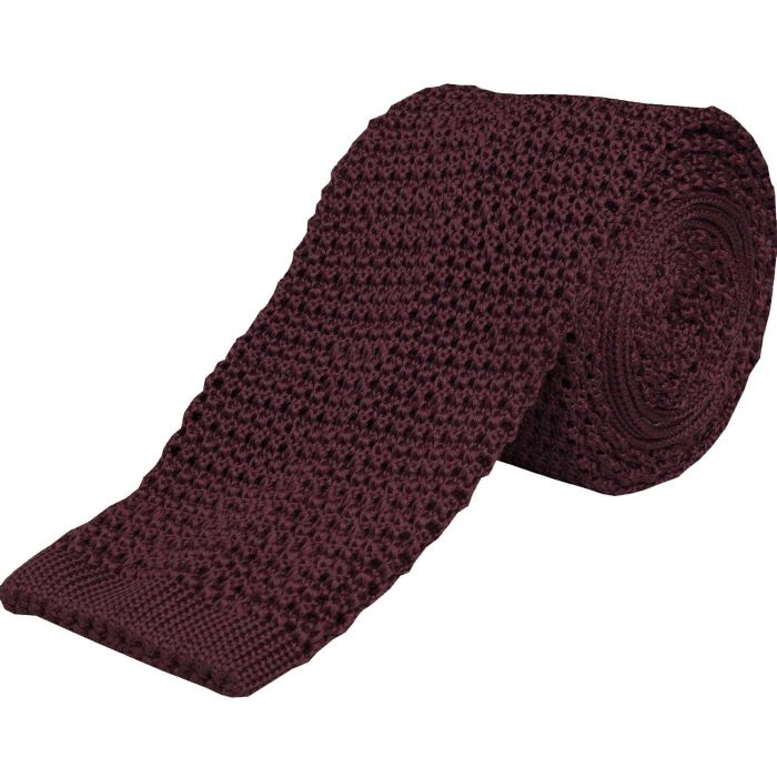 Burgundy Heavy Silk Knitted Tie 