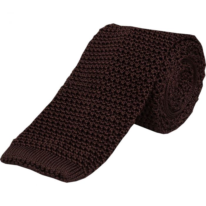 Chocolate Heavy Silk Knitted Tie 