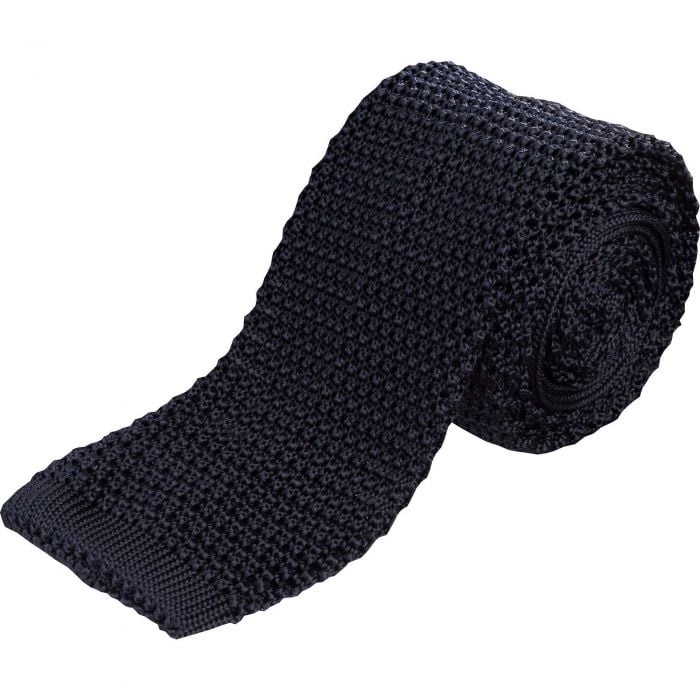 Navy Heavy Silk Knitted Tie 