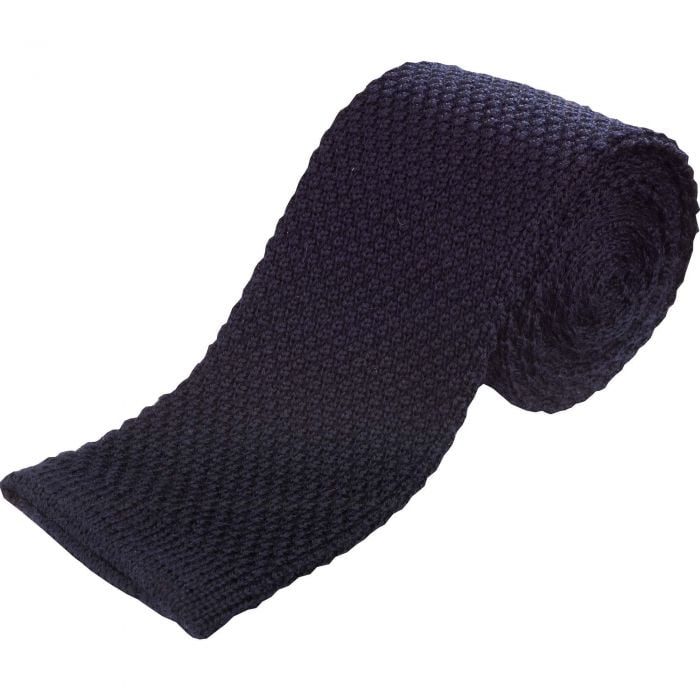 Navy Merino Knitted Tie 