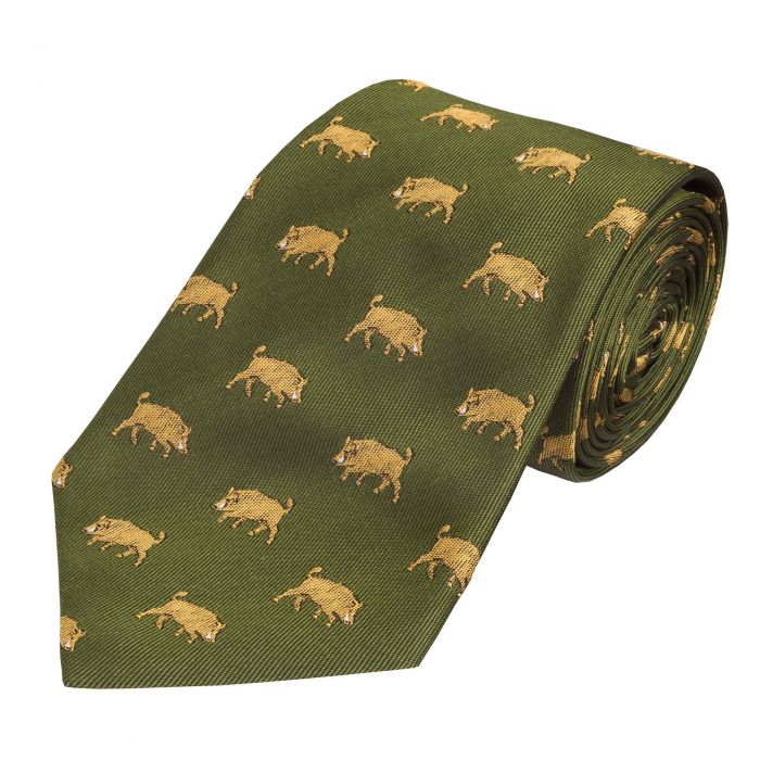 Olive Wild Boar Silk Tie