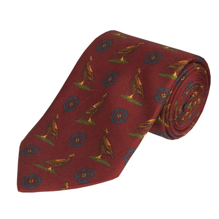 Claret Grouse Madder Silk Tie 
