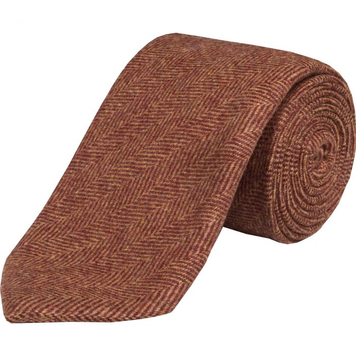 Rust Herringbone Cashmere Tie
