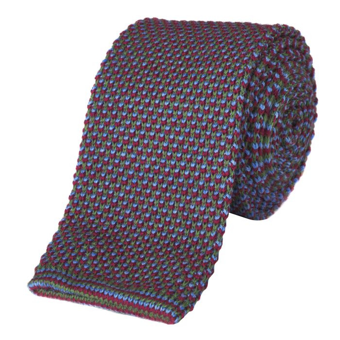 Red Tri-Colour Knitted Wool Tie