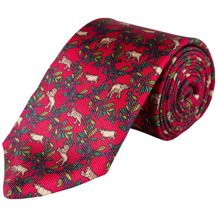 Red Big 5 Silk Foulard 36oz Tie