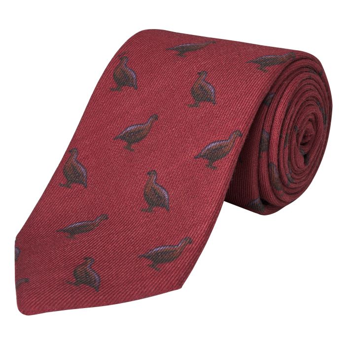 Red Wool and Cashmere Grouse Tie