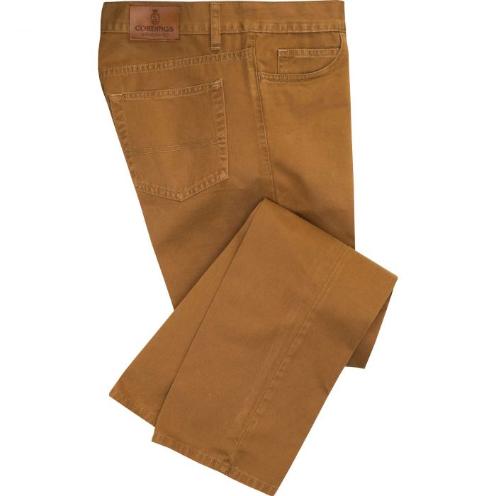 Brown Washed Cotton Twill Jeans 