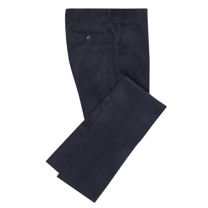Navy Zip Fly Needlecord Trousers