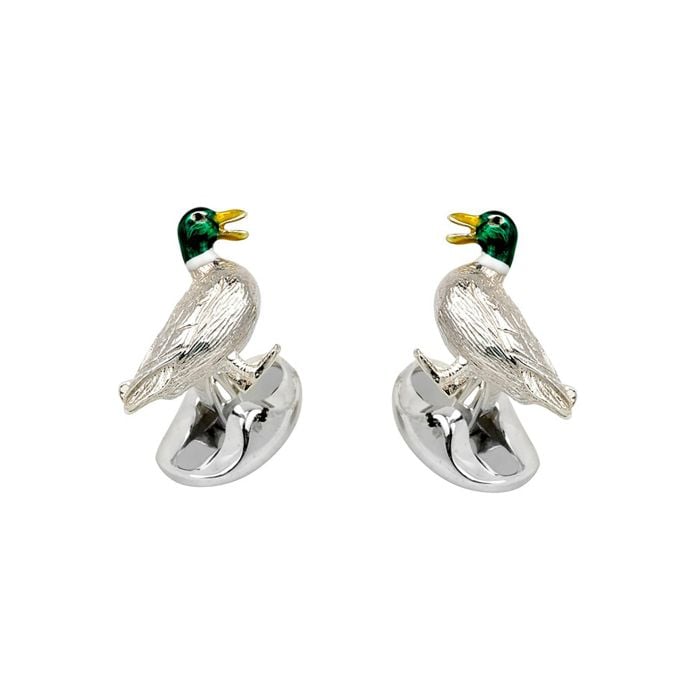 Sterling Silver Duck Cufflinks