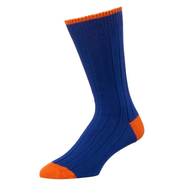 Blue and Orange Cotton Heel & Toe Socks