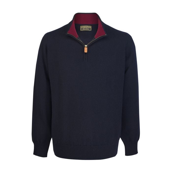 Navy 1/4 Zip Lambswool Jumper