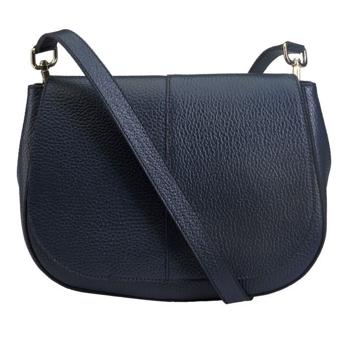 Navy Leather Clutch Handbag