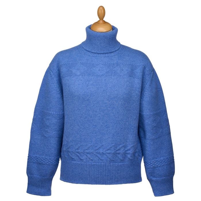 Blue Alpine Roll Neck Sweater