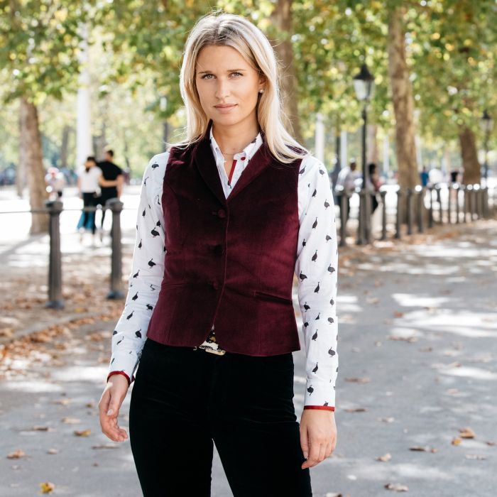 Wine Fitted Velvet Waistcoat