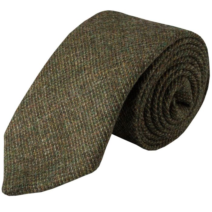 Green Olive Country Tweed Wool Tie | Men's Country Clothing | Cordings