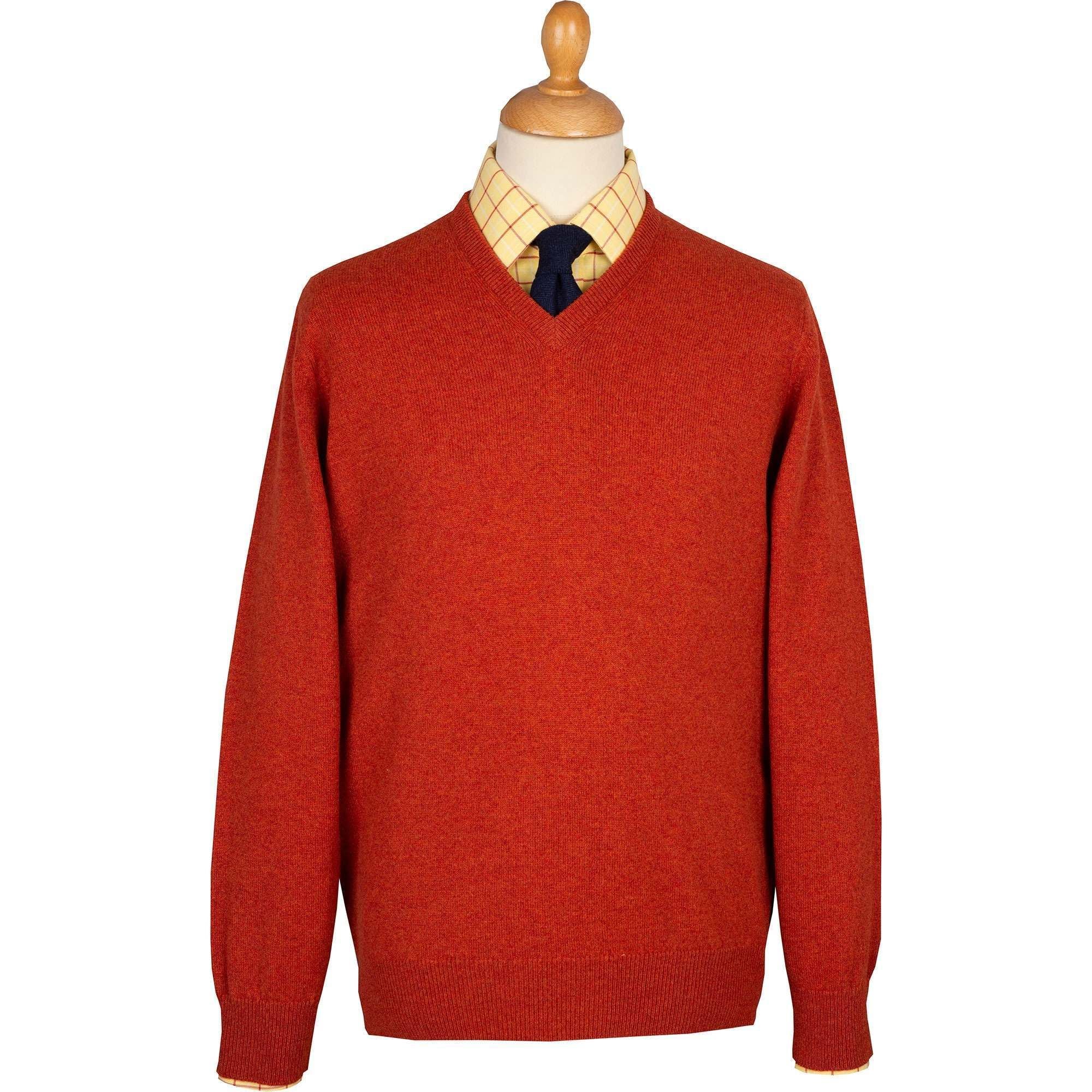 Rust Lambswool V-Neck Jumper