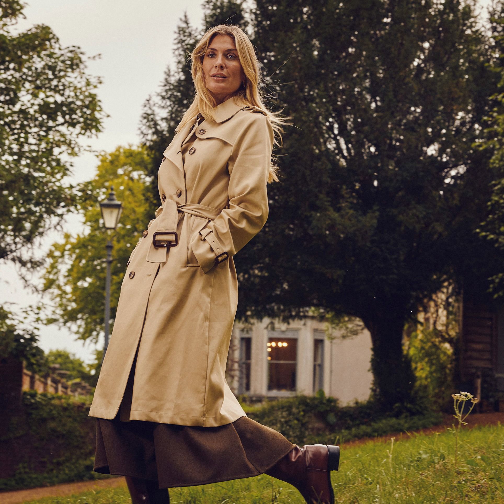 Beige Classic Belted Trench Coat