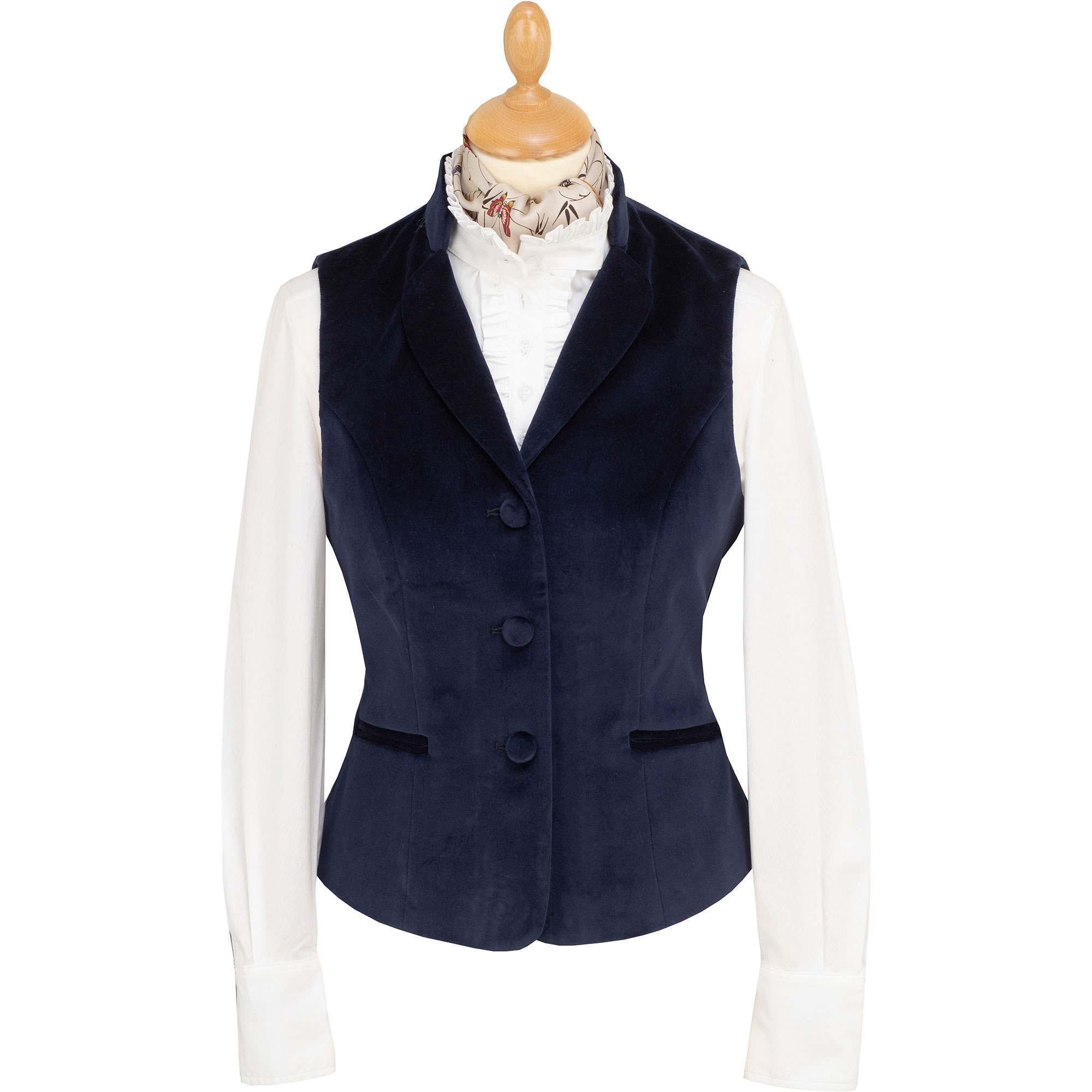 Navy Blue Fitted Velvet Waistcoat | Ladies Country Clothing | Cordings