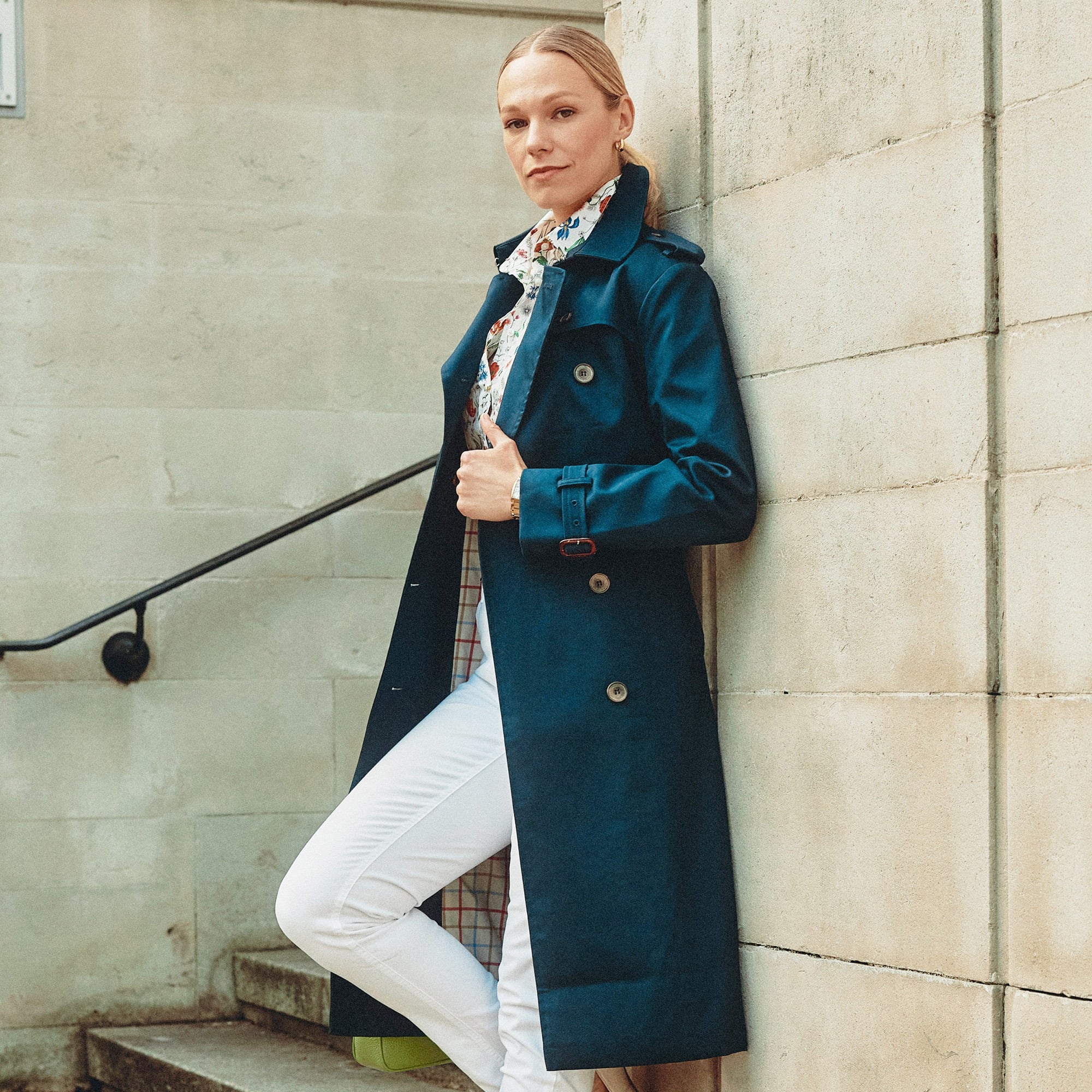 Ladies Navy Donegal Tweed Wrap Coat | Cordings