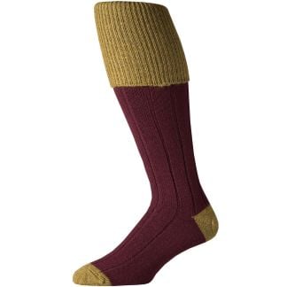 Cordings Merino Shooting Stocking Wine with Green tipping Main Image