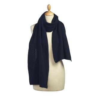 Cordings Navy Possum Merino Moss Stitch Scarf Main Image