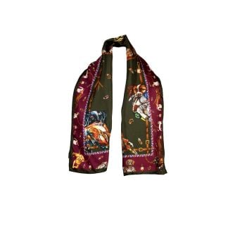 Cordings It's a Dog's Life Hunter Green & Oxblood Narrow Silk Scarf Dif ferent Angle 1