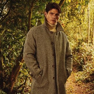 Cordings Black & Cream Herringbone Donegal Follifoot Coat Dif ferent Angle 1