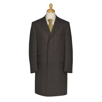 Cordings Brown Calder Herringbone Covert Coat Main Image