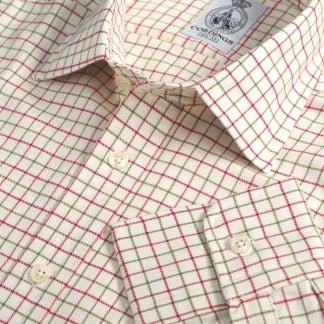 Cordings Leaf Wine Small Tattersall Shirt Main Image