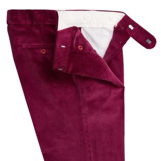 Cordings Raspberry Corduroy Trousers Dif ferent Angle 1
