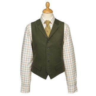 Cordings Green Olive Moleskin Waistcoat Main Image