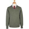 Moss Green Lambswool V-Neck Jumper