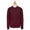 Burgundy Cashmere Cable Crew Neck