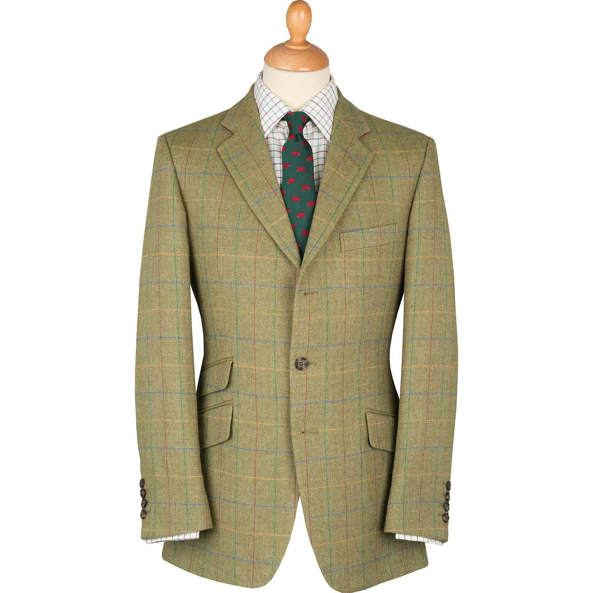 Light Green Brayden Check Linen and Wool Jacket | Cordings US