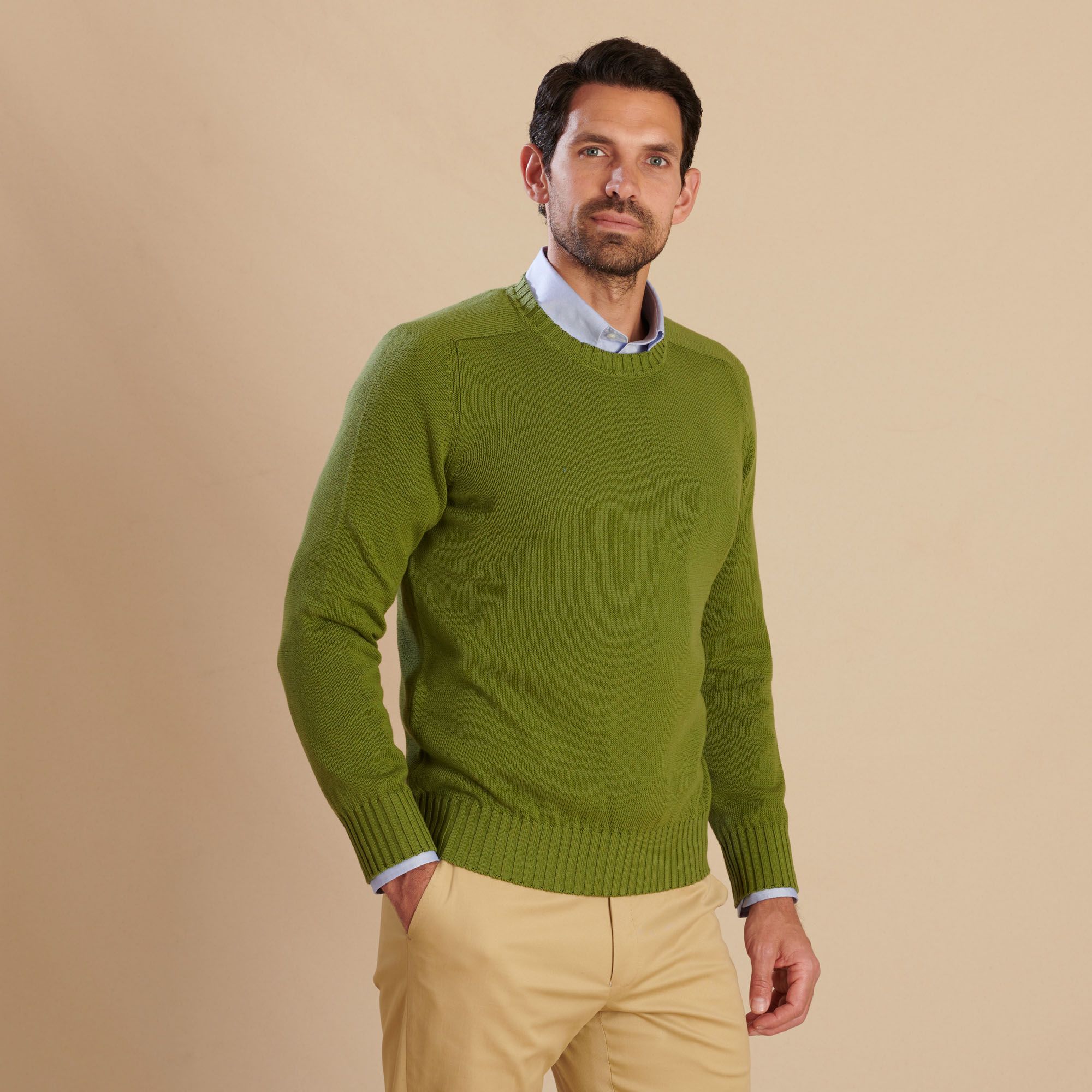 Green Cotton Crew Neck | Men's Country Clothing | Cordings US