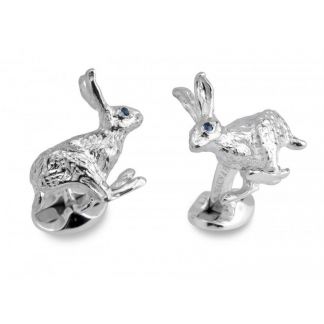 Cordings Sterling Silver and Sapphire Hare Cufflinks Main Image