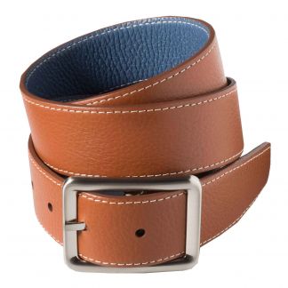 Cordings Brown Blue Calf Grain Reversible Leather Belt Main Image