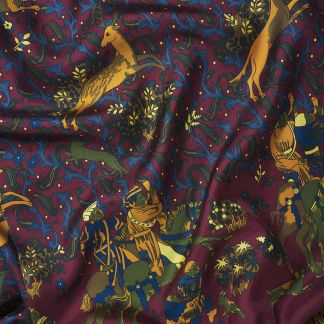 Cordings Burgundy Medieval Hunting Silk Scarf Dif ferent Angle 1