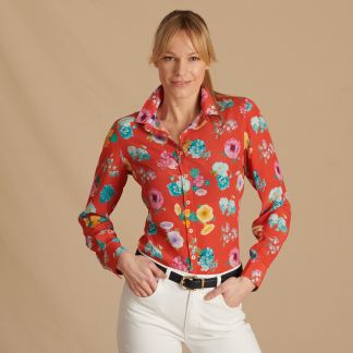 Cordings Mrs Gardener Crepe Silk Shirt Made with Liberty fabric Dif ferent Angle 1