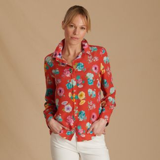 Cordings Mrs Gardener Crepe Silk Shirt Made with Liberty fabric Main Image