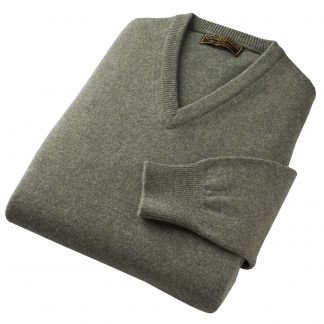 Cordings Moss Green Lambswool V-Neck Jumper Dif ferent Angle 1