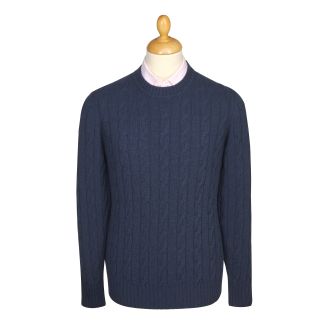 Cordings Blue Cashmere Cable Crew Neck Dif ferent Angle 1