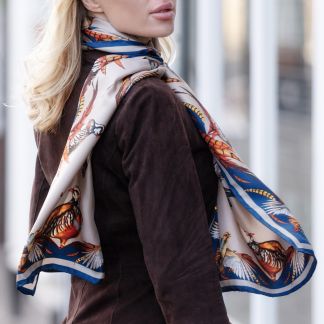 Cordings Best in Show Toffee Classic Silk Scarf Dif ferent Angle 1