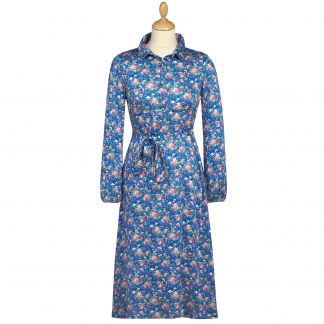 Cordings Cobalt Blue Floral Viscose Dress Main Image