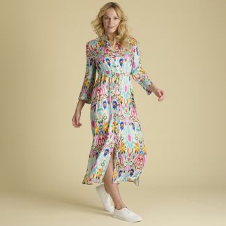 Cordings Turquoise Floral Printed Long Sleeve Dress Main Image
