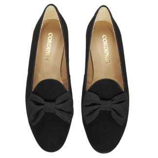 Cordings Black Suede Bow Slipper Dif ferent Angle 1