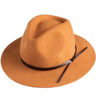 Cordings Camel Fedora with Leather Trim Different Angle 1