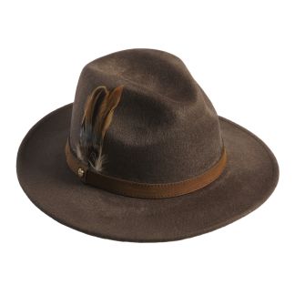 Cordings Chocolate Brushed Wool Feather Fedora Dif ferent Angle 1