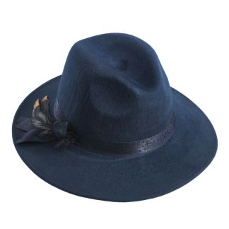 Cordings Navy Tipped Feather Wool Fedora Main Image